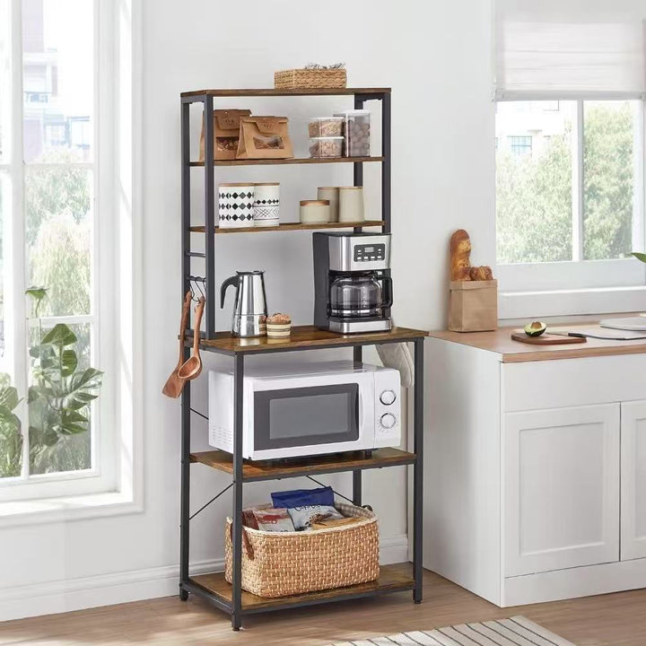 6-Tier Kitchen Microwave Oven Rack - Rustic Brown