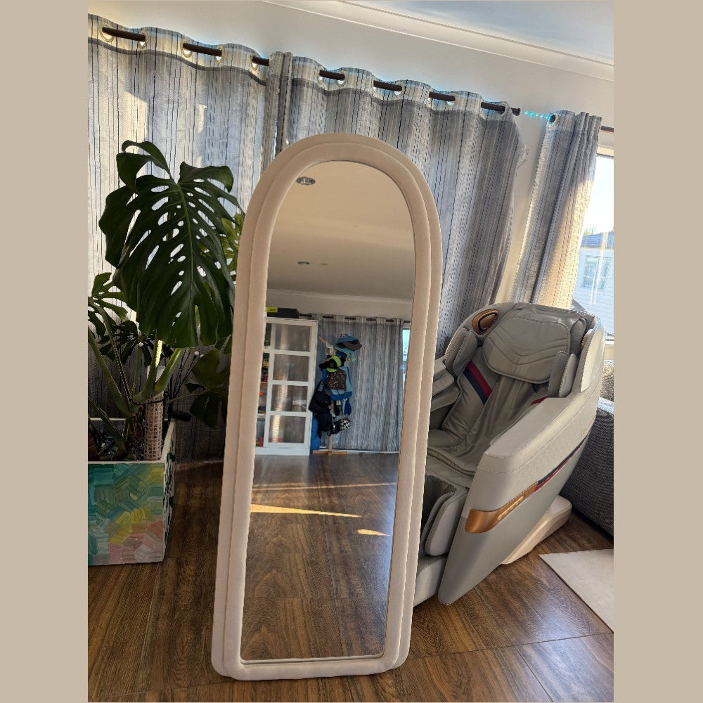 Full Length Mirror with Plush Fabric Trim -160x60cm