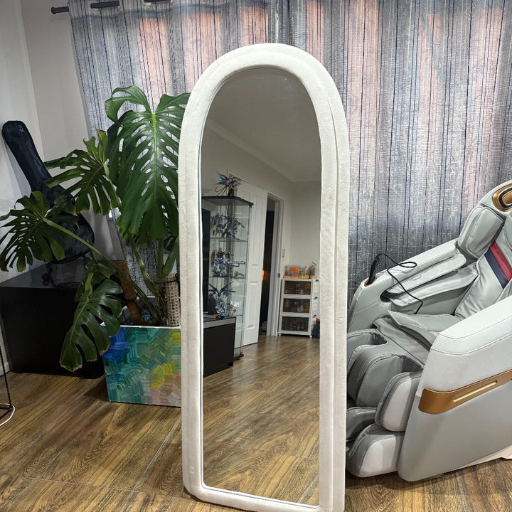 Full Length Mirror with Plush Fabric Trim -160x60cm