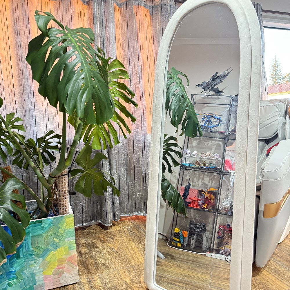 Full Length Mirror with Plush Fabric Trim -160x60cm