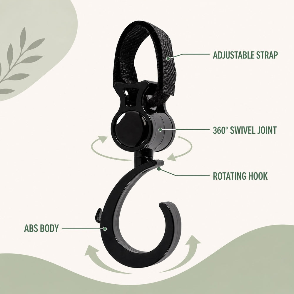 4-Pack Multi-Purpose Stroller Hooks with 360-Degree Swivel