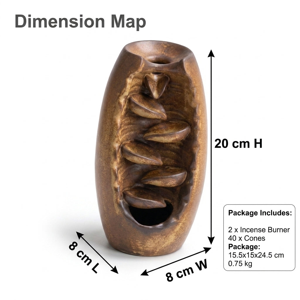 Ceramic Waterfall Backflow Incense Burner with 20 Cones
