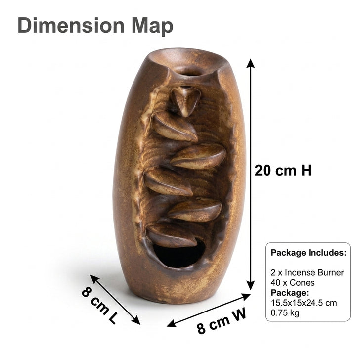 Ceramic Waterfall Backflow Incense Burner with 20 Cones