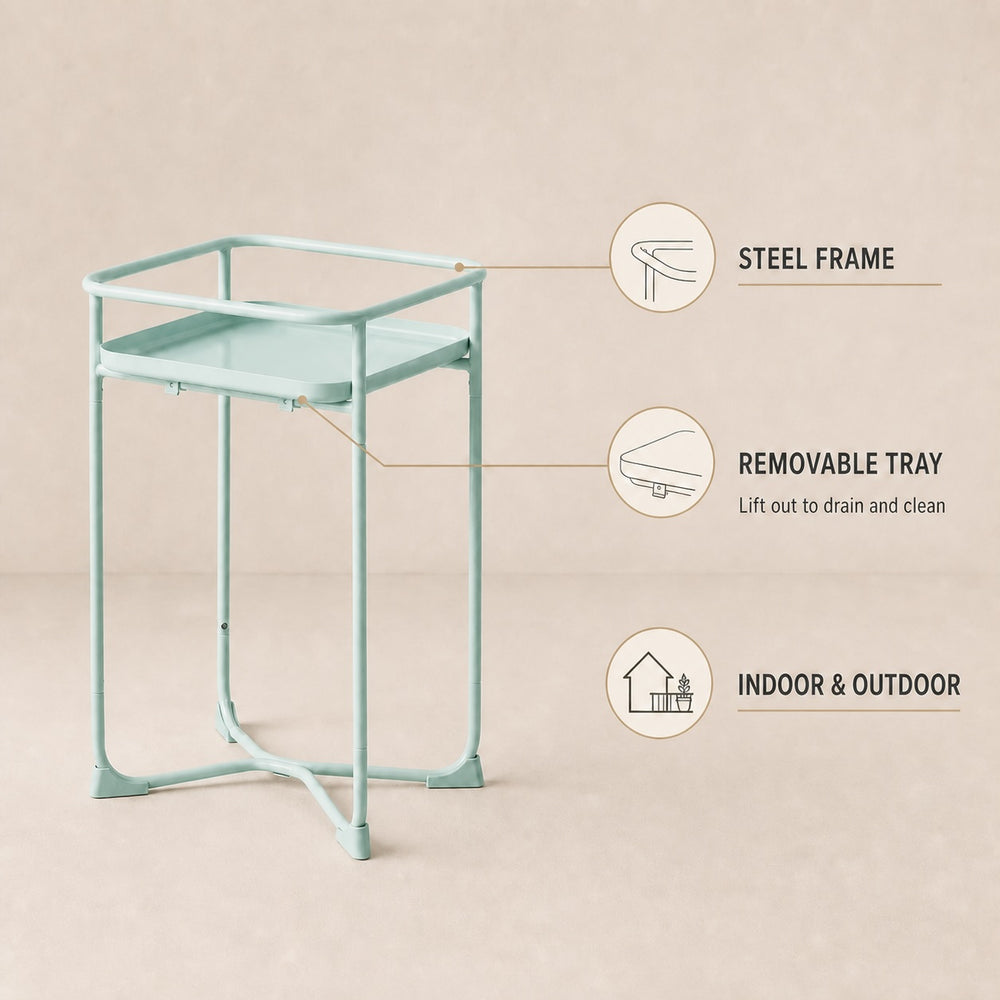 Modern Loft Square Metal Side Table & Plant Stand - Mint