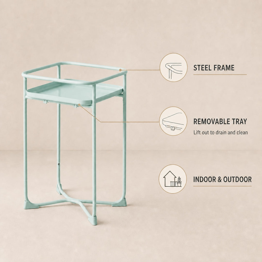 Modern Loft Square Metal Side Table & Plant Stand - Mint