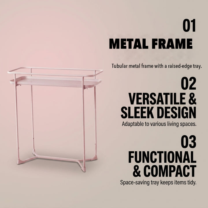 Modern Loft Metal Side Table Flower Stand Rectangle - Pink