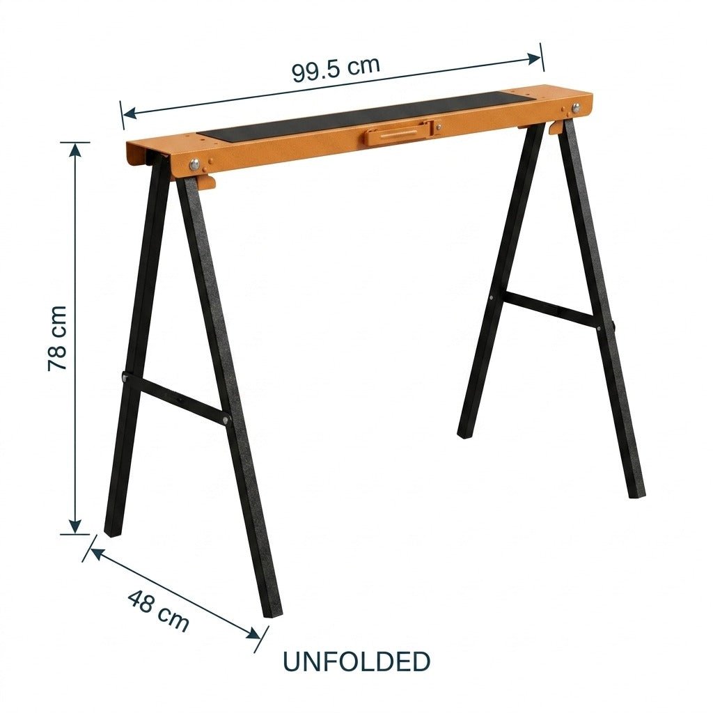 2-Piece Heavy Duty Sawhorse Support Frame Set - Yellow & Black