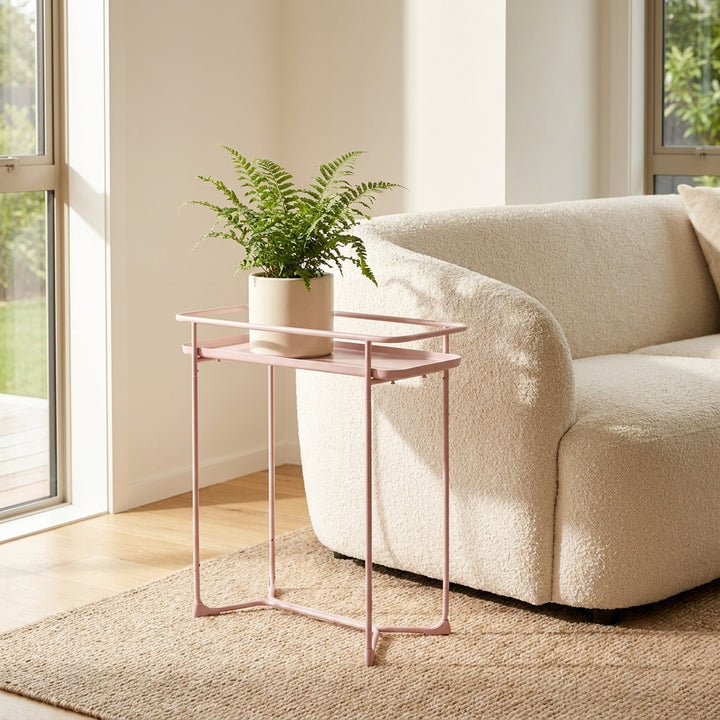 Modern Loft Metal Side Table Flower Stand Rectangle - Pink