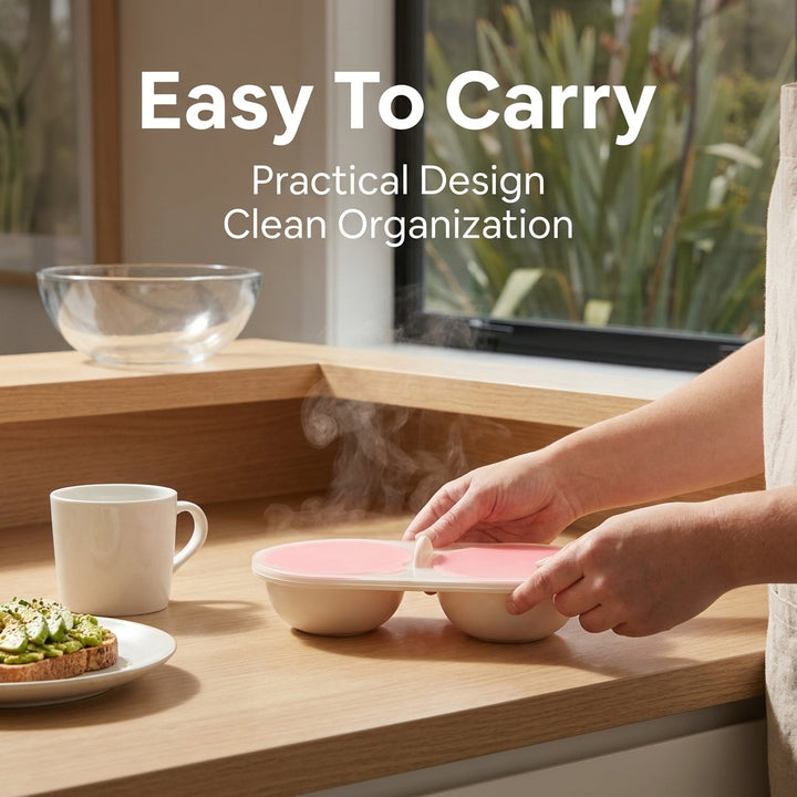 Microwave Egg Poacher Steamer Bowl 2 Pack - Double Cup Design