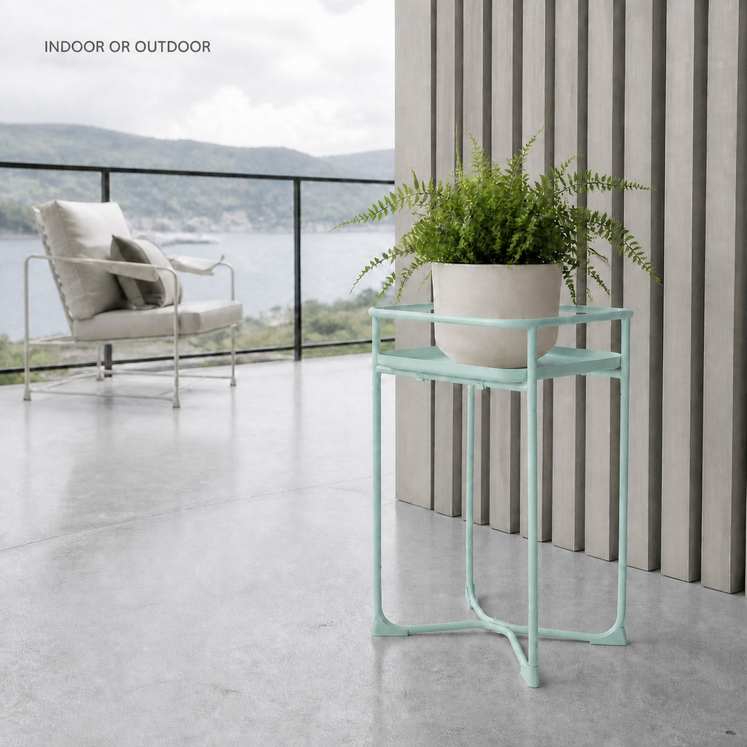 Modern Loft Square Metal Side Table & Plant Stand - Mint