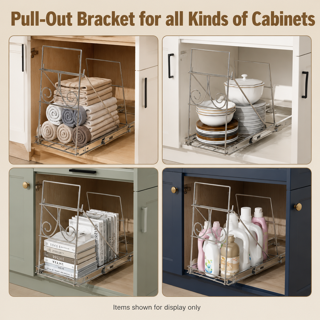 Under-Sink Pull-Out Trash Bin Holder - Kitchen Cabinet Waste Rack