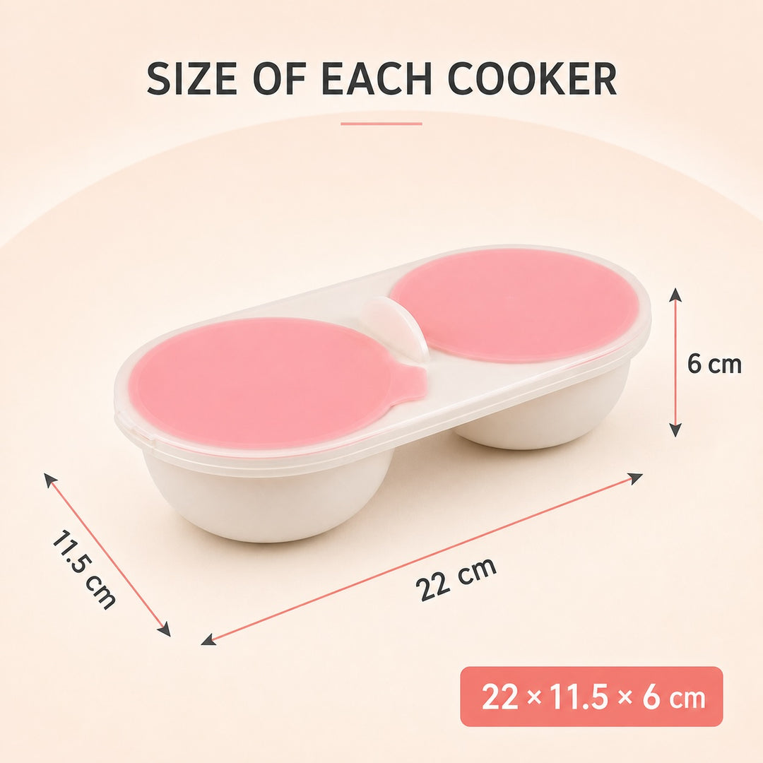 Microwave Egg Poacher Steamer Bowl 2 Pack - Double Cup Design