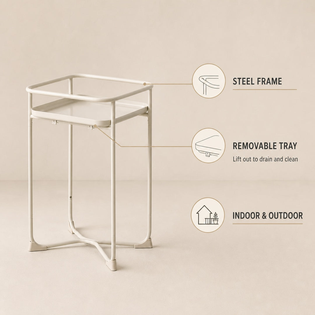Modern Loft Square Metal Side Table and Flower Display Stand - White