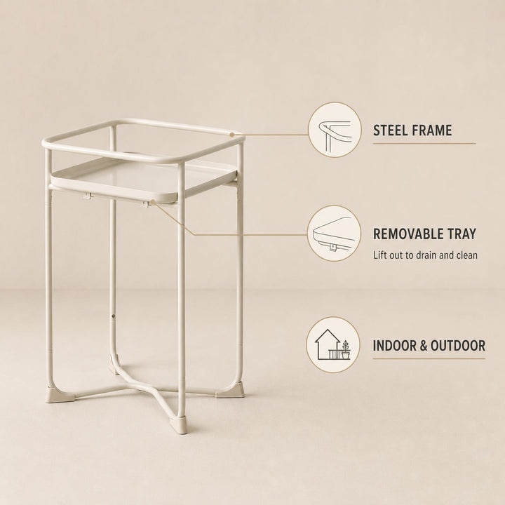 Modern Loft Square Metal Side Table and Flower Display Stand - White