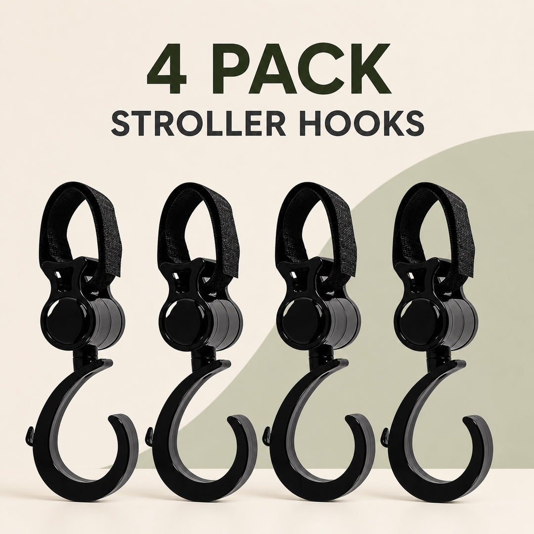 4-Pack Multi-Purpose Stroller Hooks with 360-Degree Swivel