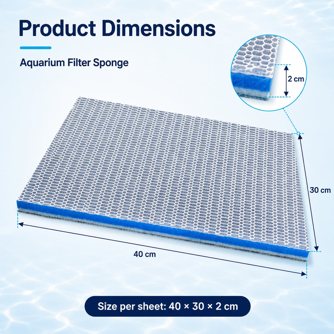 2-Pack 8-Layer Aquarium Filter Sponge 40x30cm
