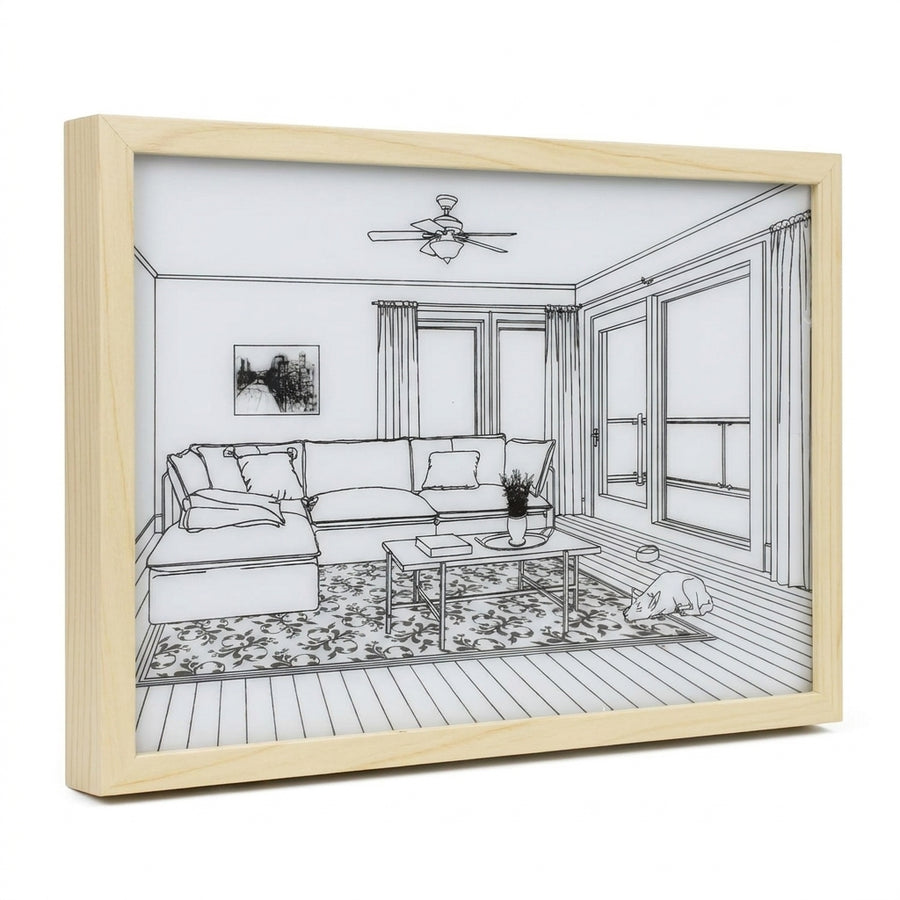 LED Light Painting Home Decoration - 3 Color Tones Acrylic & Wood-Textured MDF 32x22cm