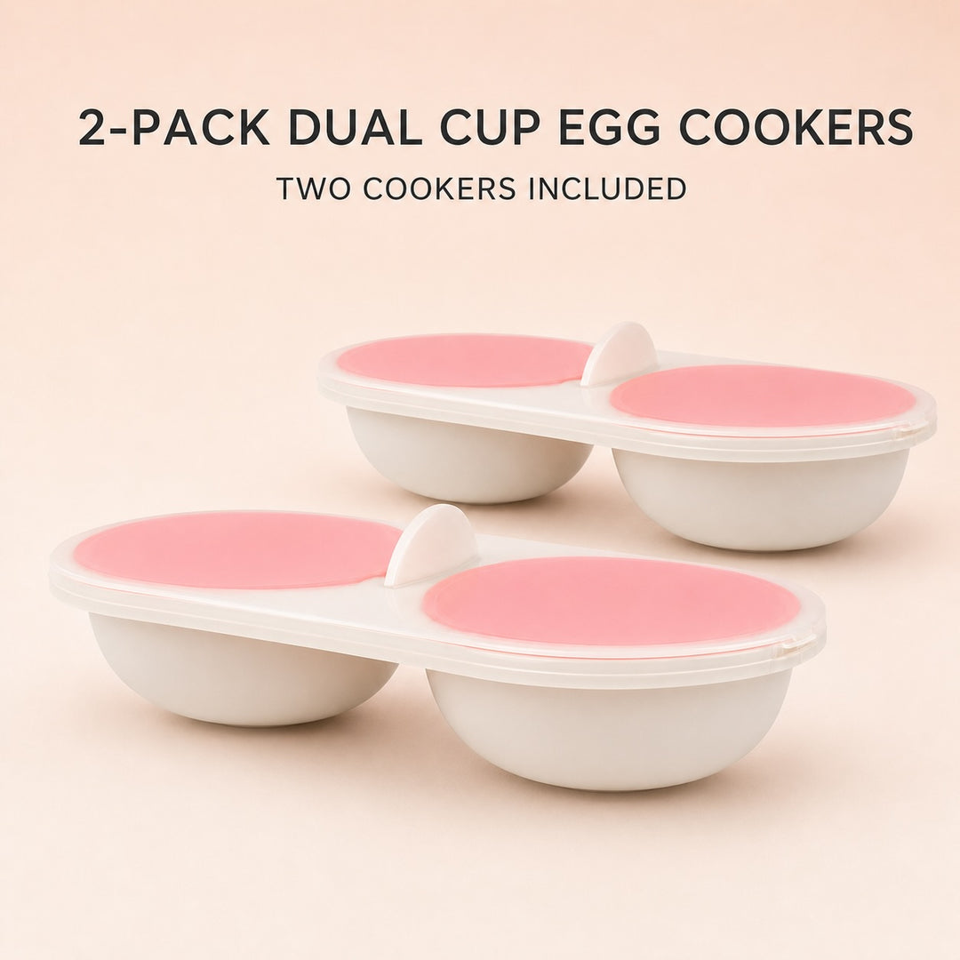 Microwave Egg Poacher Steamer Bowl 2 Pack - Double Cup Design