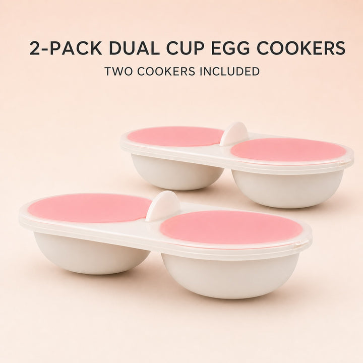 Microwave Egg Poacher Steamer Bowl 2 Pack - Double Cup Design