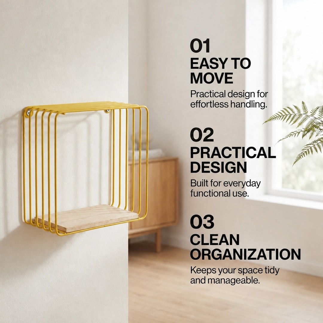Wall Mounted Metal Wire Cube Display Shelf 25cm
