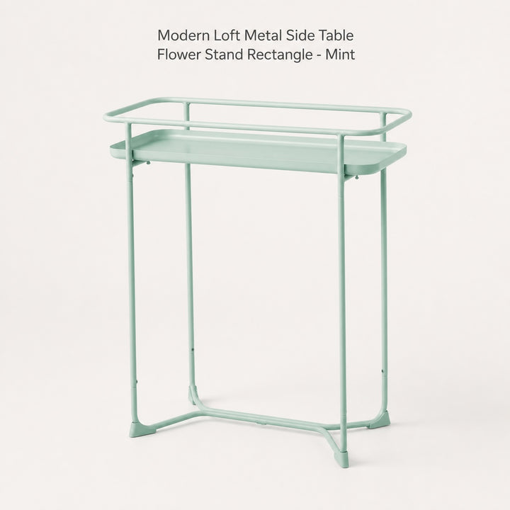 Modern Loft Metal Side Table Flower Stand Rectangle-Mint