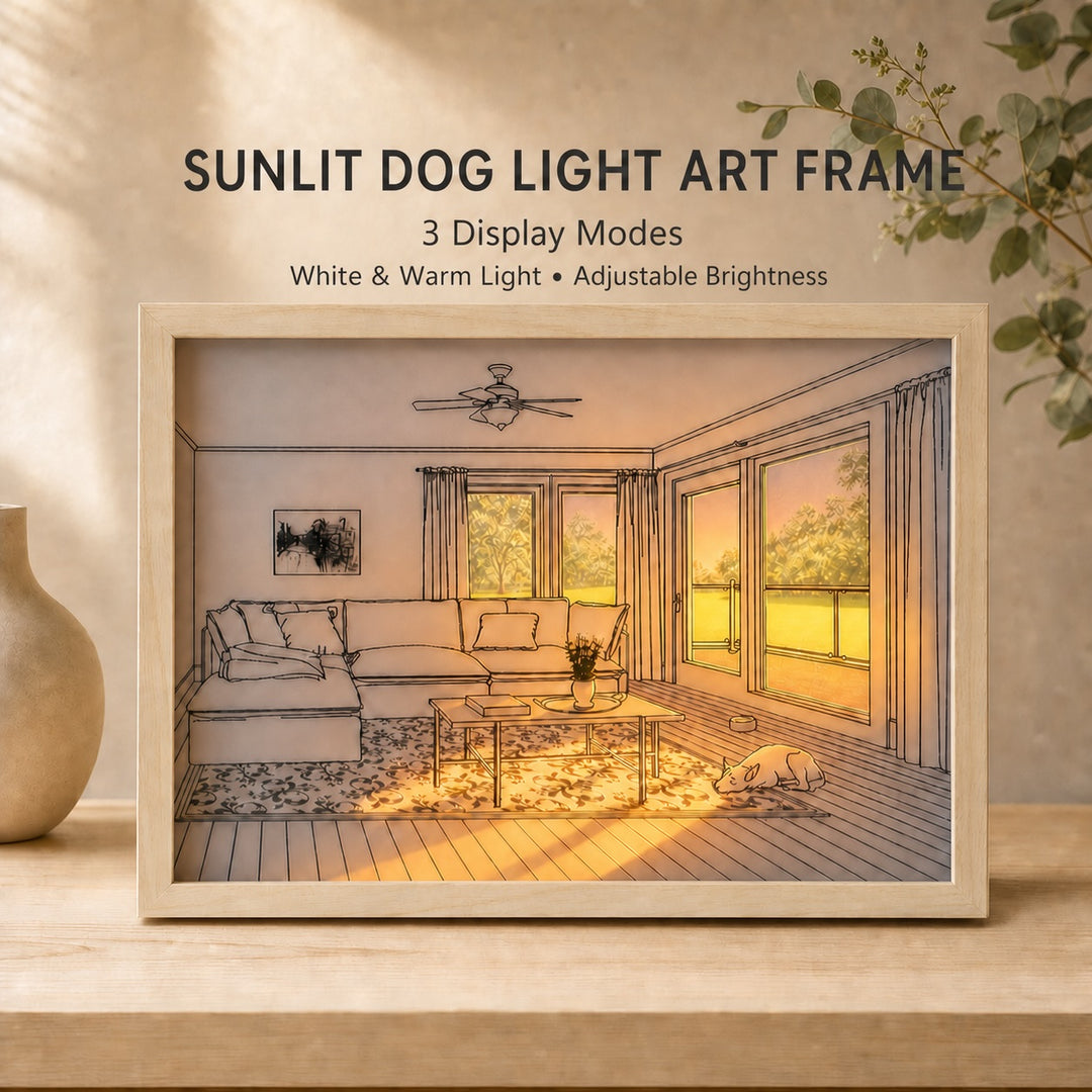 LED Light Painting Home Decoration - 3 Color Tones Acrylic & Wood-Textured MDF 32x22cm
