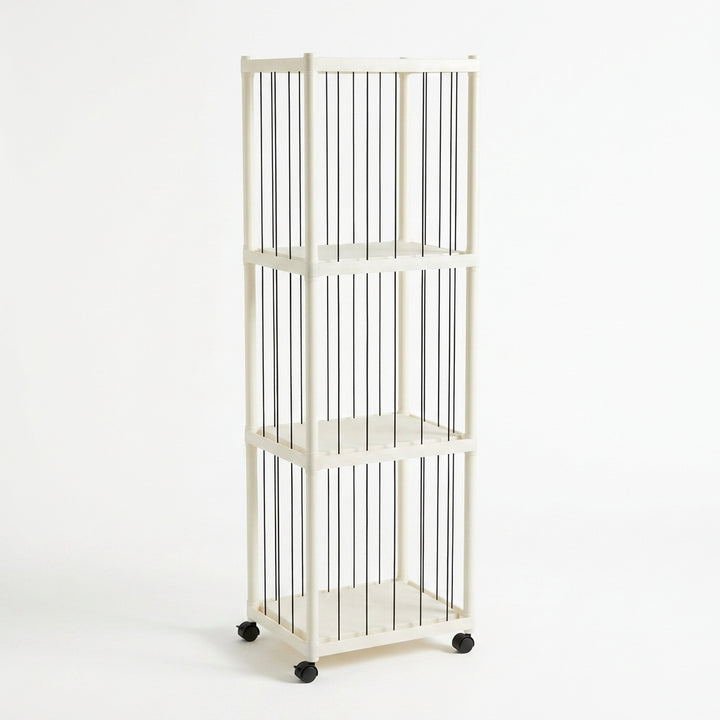 3-Tier Plush Toy Storage Rack with Wheels - Cream White Organizer