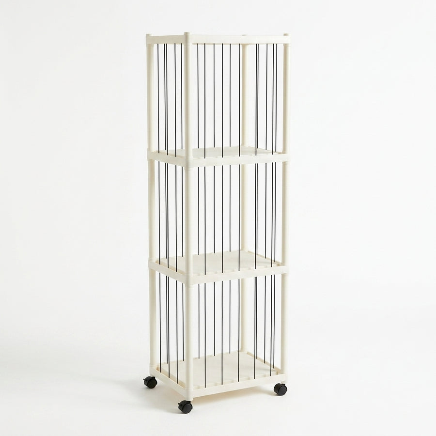 3-Tier Plush Toy Storage Rack with Wheels - Cream White Organizer