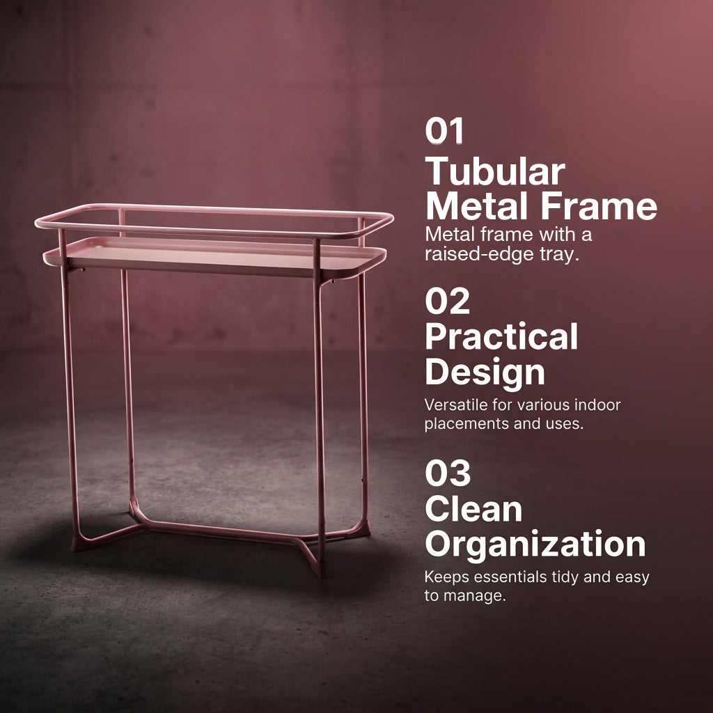 Modern Loft Metal Side Table Flower Stand Rectangle - Pink