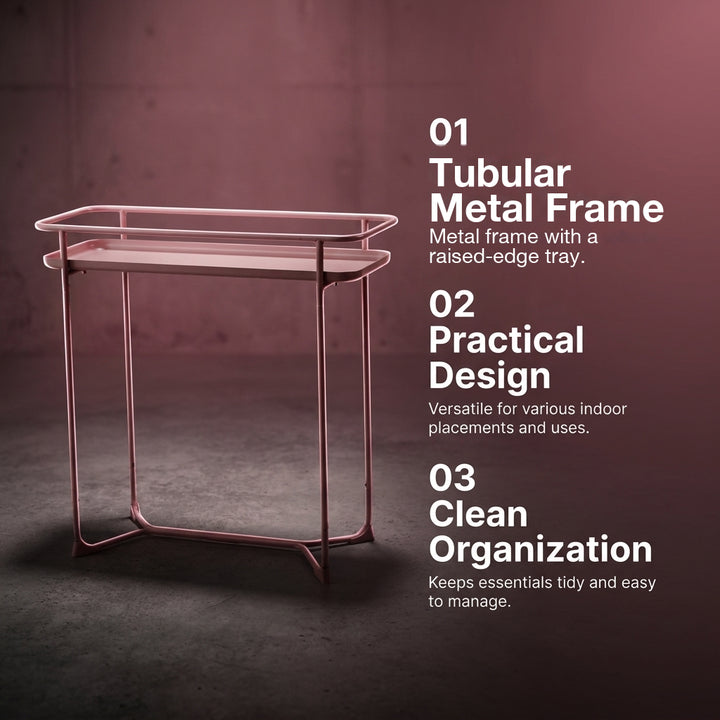Modern Loft Metal Side Table Flower Stand Rectangle - Pink