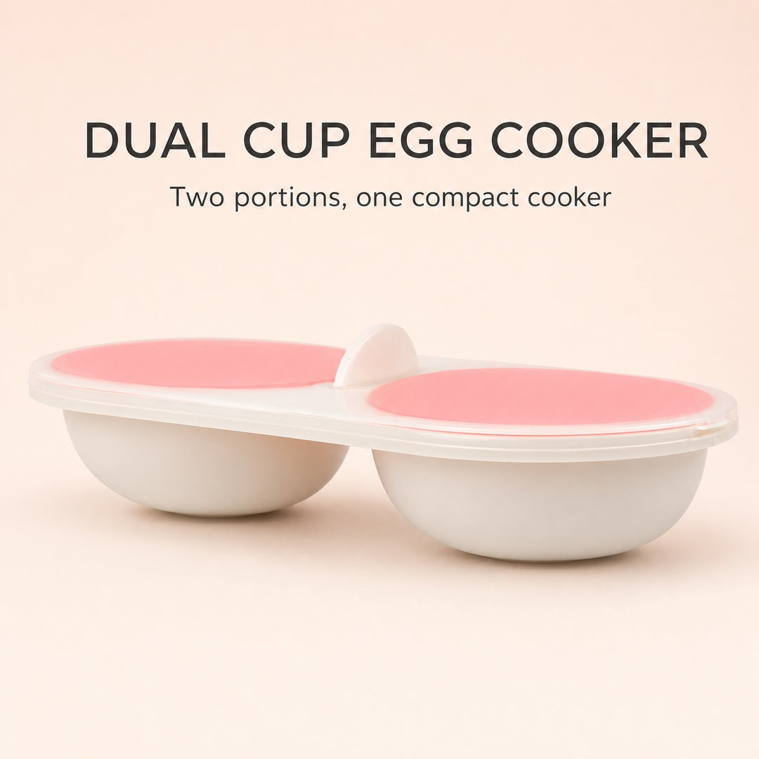 Microwave Egg Poacher Steamer Bowl 2 Pack - Double Cup Design