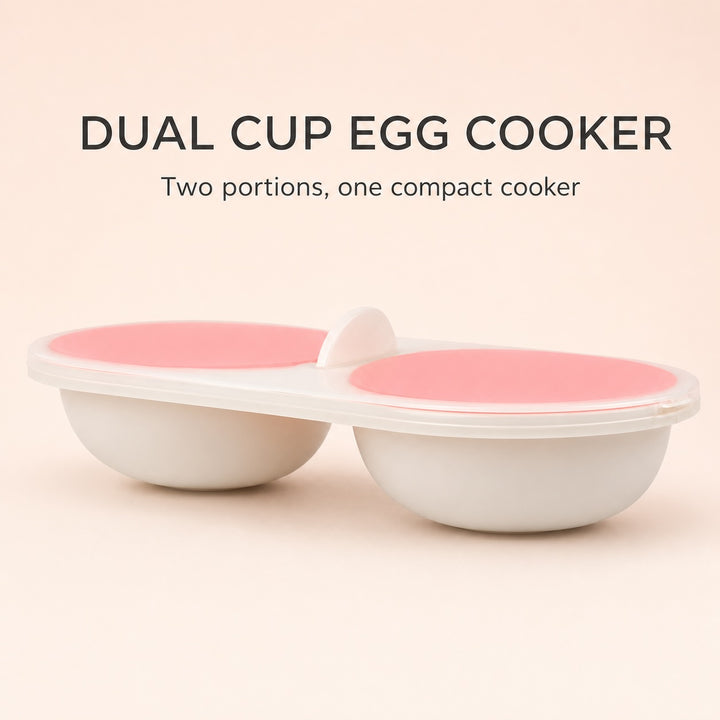 Microwave Egg Poacher Steamer Bowl 2 Pack - Double Cup Design