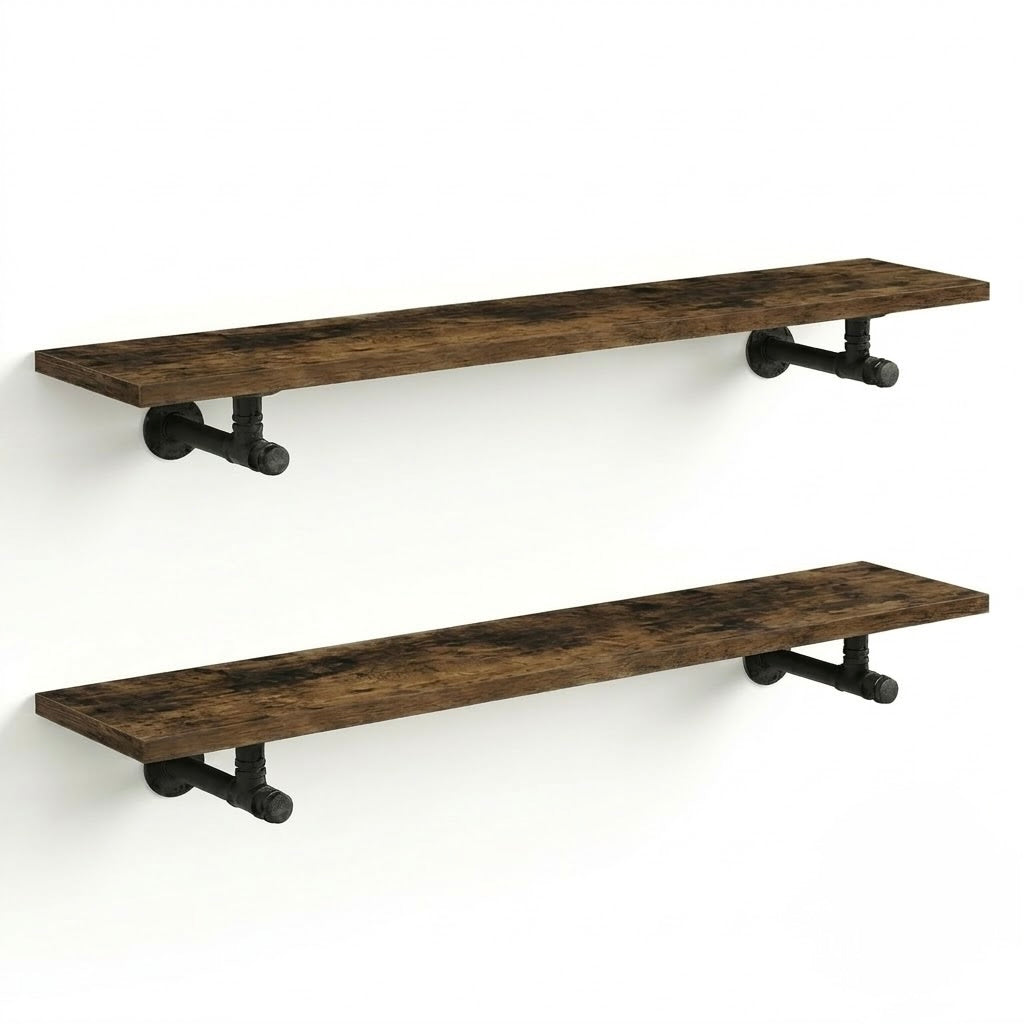 2 Pack Industrial Pipe Floating Shelves - 100CM