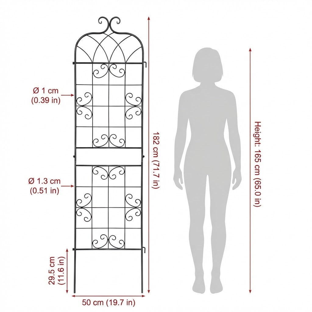 Set of 2 Metal Garden Trellis Plant Support - 180cm