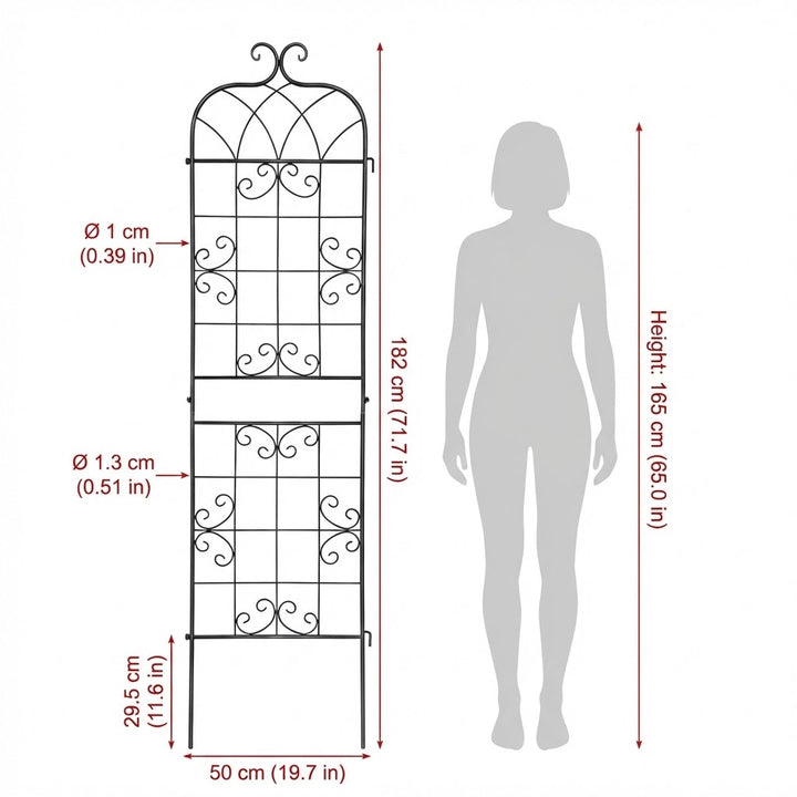 Set of 2 Metal Garden Trellis Plant Support - 180cm