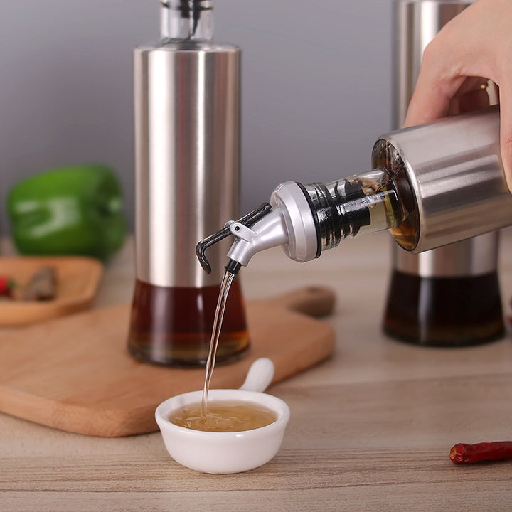 Stainless Steel Kitchen 3Pc Oil Sauce Dispenser Bottle Set