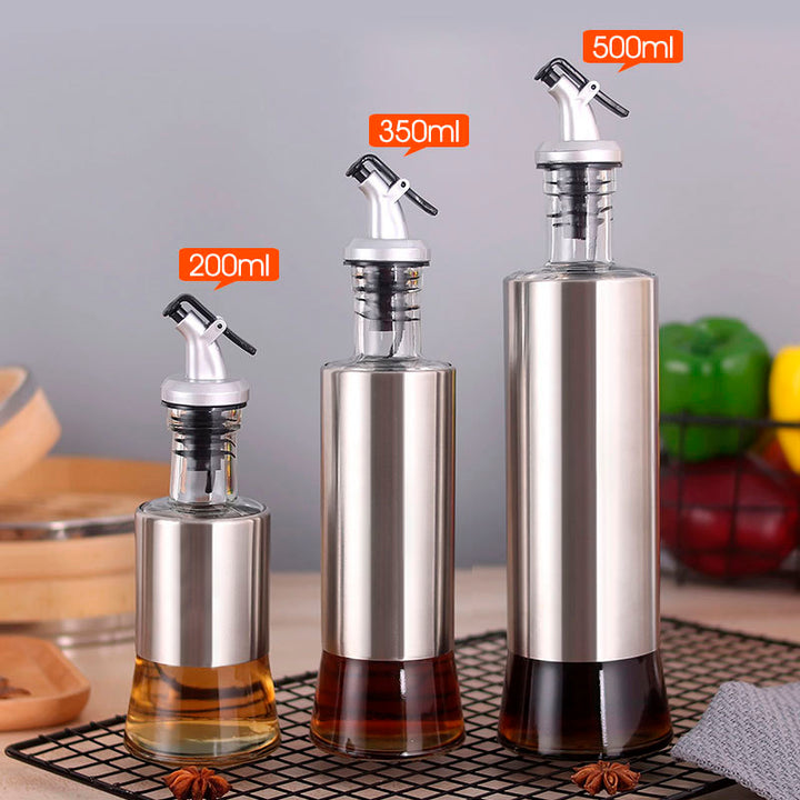 Stainless Steel Kitchen 3Pc Oil Sauce Dispenser Bottle Set