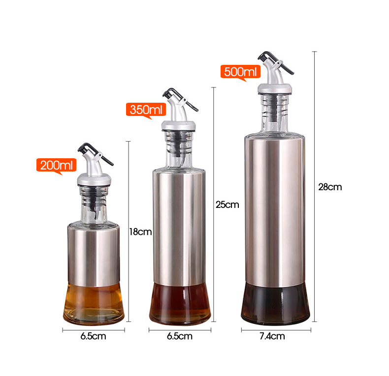 Stainless Steel Kitchen 3Pc Oil Sauce Dispenser Bottle Set
