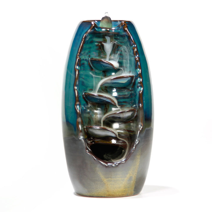 Ceramic Waterfall Backflow Incense Burner-Blue