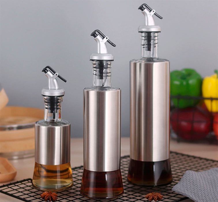 Stainless Steel Kitchen 3Pc Oil Sauce Dispenser Bottle Set