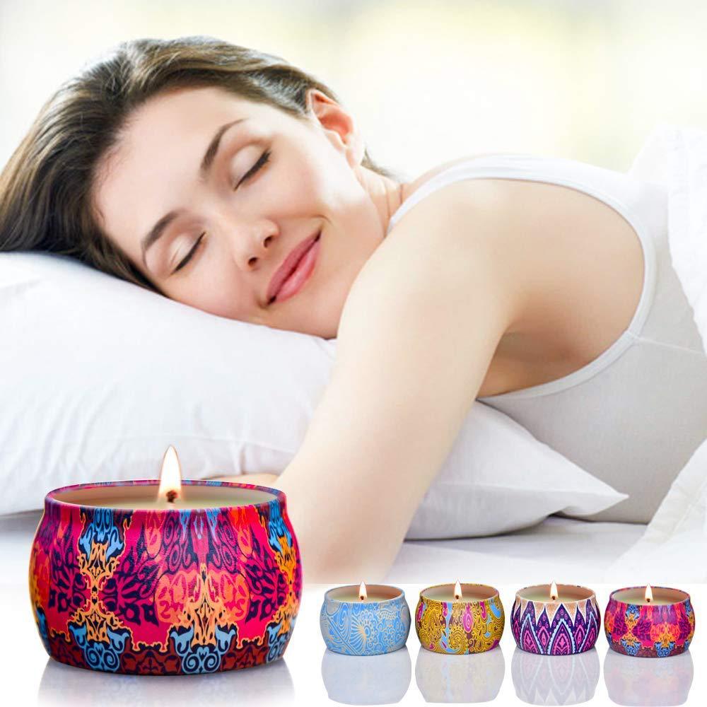 4PCS Stress Relief Scented Candles Pure Soy Wax Tin Candle