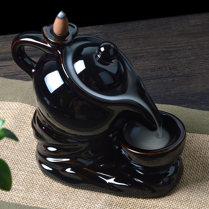 Ceramic Waterfall Backflow Incense Burner-Teapot