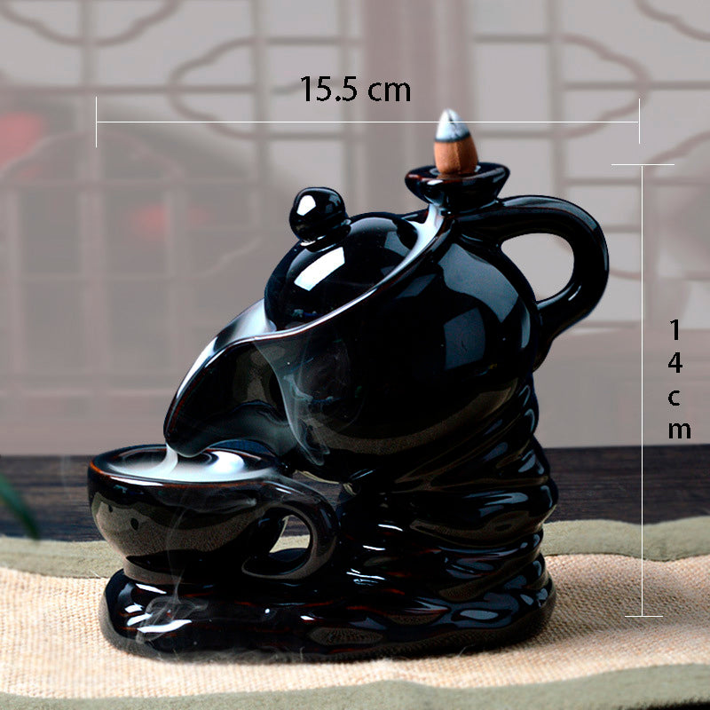 Ceramic Waterfall Backflow Incense Burner-Teapot