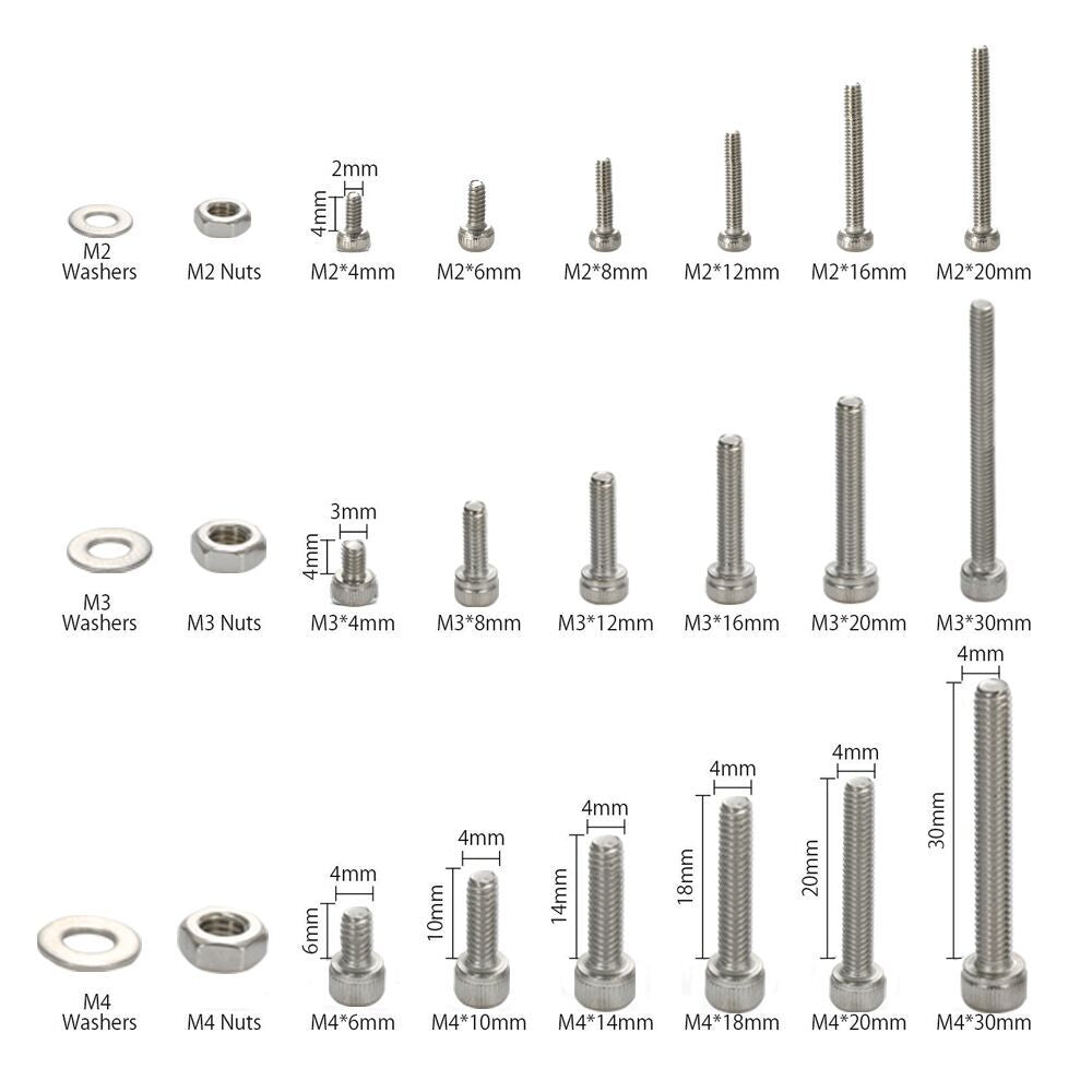 1080PCS Stainless Steel Screws and Nuts Hex Socket Head Cap
