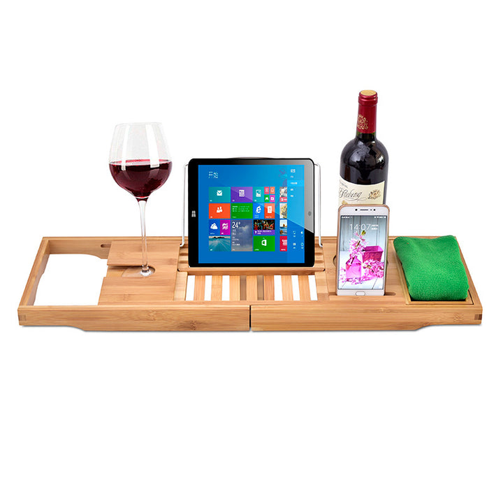 Bamboo Bathtub Caddy Tray with Extending Sides