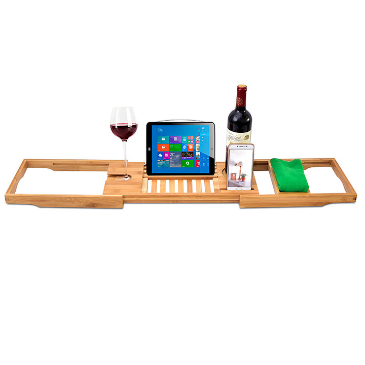 Bamboo Bathtub Caddy Tray with Extending Sides