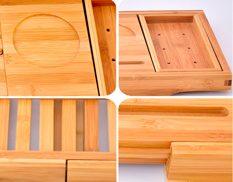 Bamboo Bathtub Caddy Tray with Extending Sides