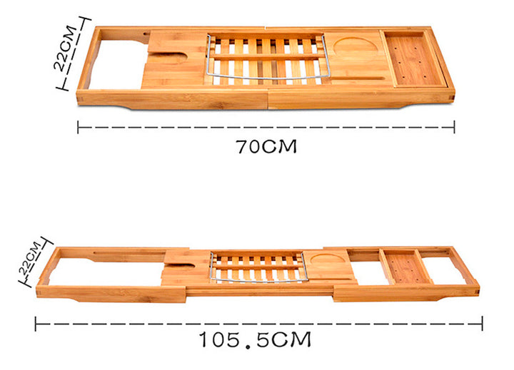 Bamboo Bathtub Caddy Tray with Extending Sides