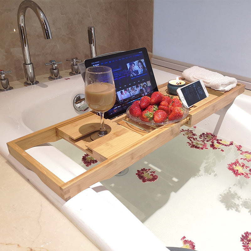 Bamboo Bathtub Caddy Tray with Extending Sides