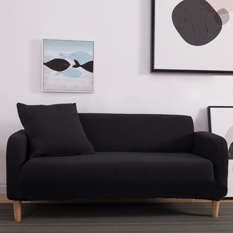 High Stretch Sofa Couch Slipcover Two Seat-Black